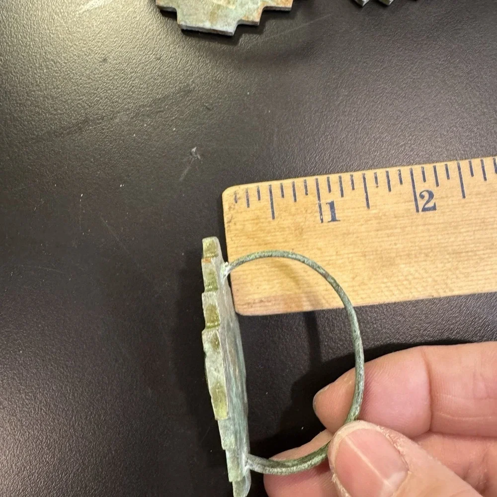 Green Southwest Shape Metal Napkin Ring Holders‎ Desert Set of 6 Nice Patina